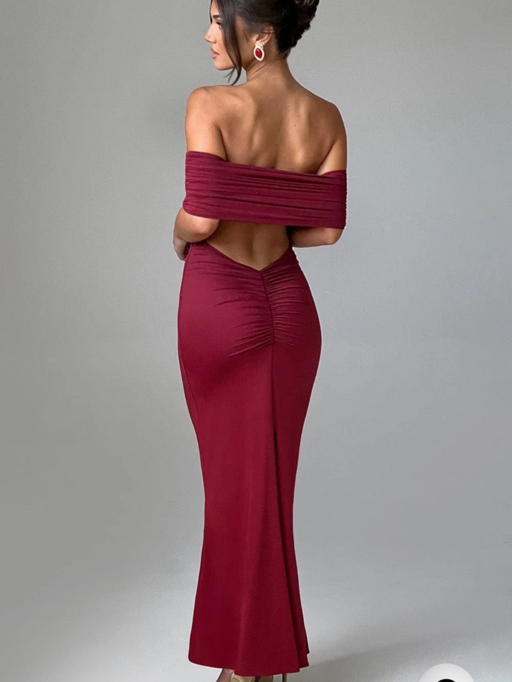 Strapless Burgundy Ruched Maxi Dress-Babyboo Fashion- Never worn/NWT - Picture 2 of 3